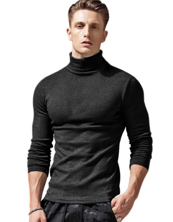 SHOPIQAT Men's Long-Sleeved Solid Colour Turtleneck Bottoming T-Shirt - Premium from shopiqat - Just $8.800! Shop now at shopiqat
